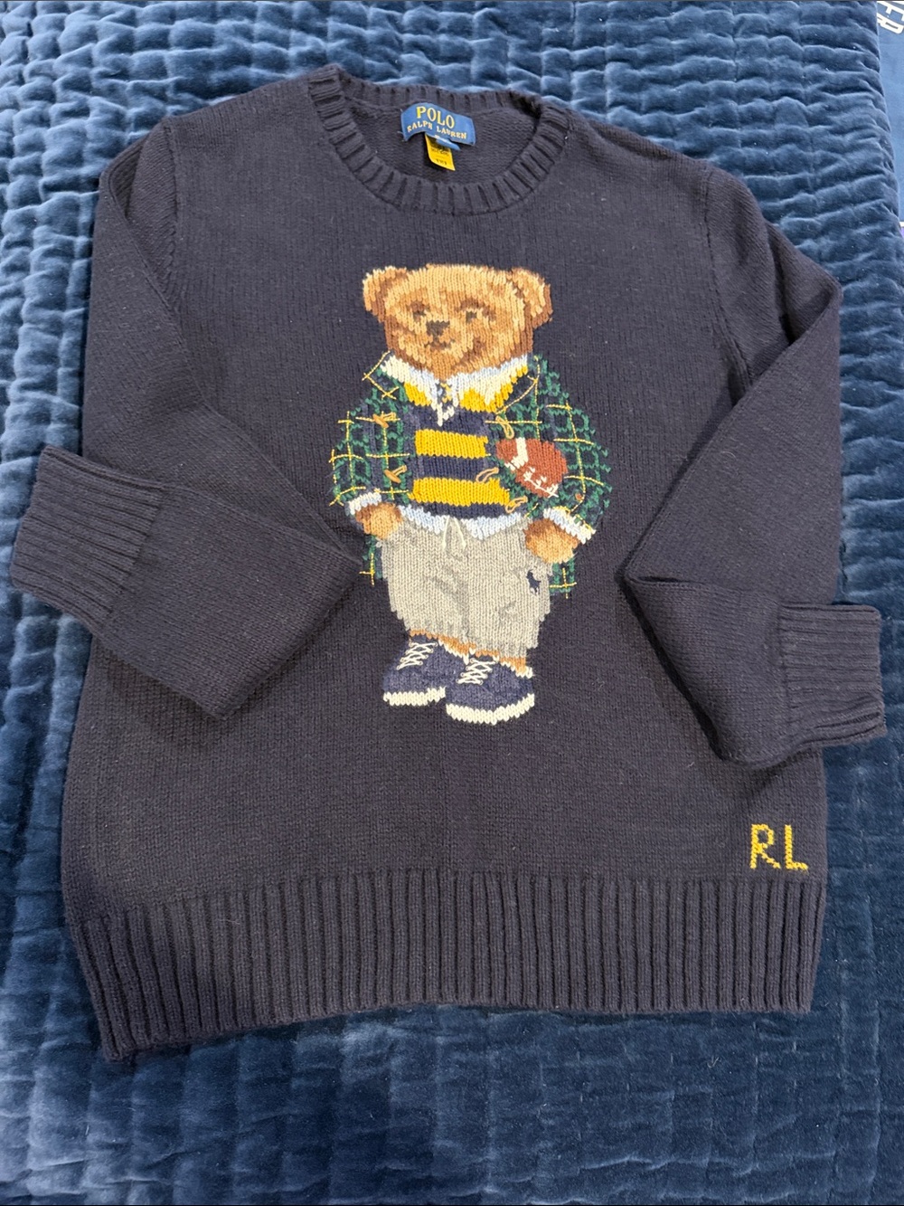 Polo by Ralph Lauren Navy Bear Knit Sweater - Boy
